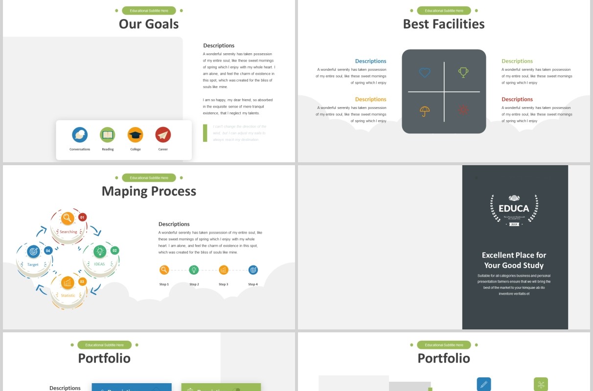 信息化教育培训学校PPT图片排版设计模板Educa - Education Powerpoint Template