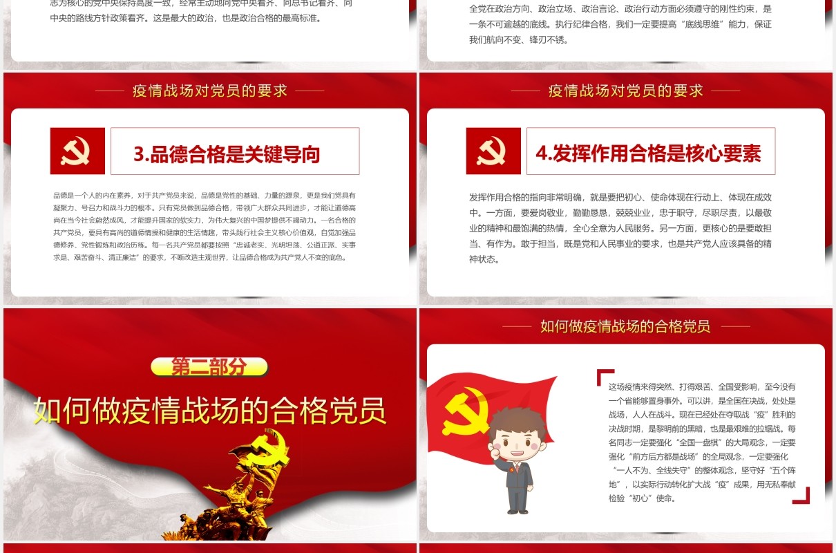 如何做抗击疫情战场上的合格共产党员党政党建PPT模板
