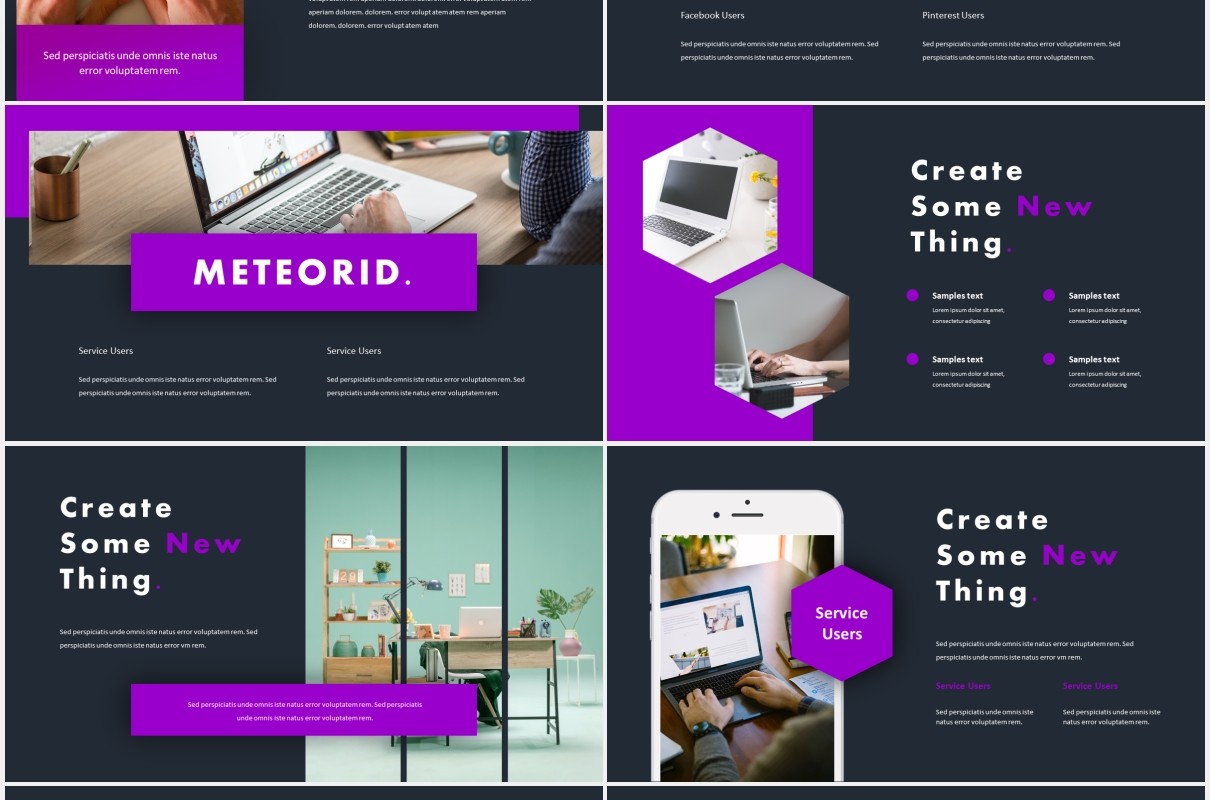 紫色商务项目宣传介绍PPT模板meteorid powerpoint template