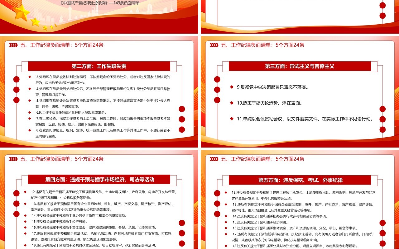 红色简约风中国共产党纪律处分条例PPT模板(1)