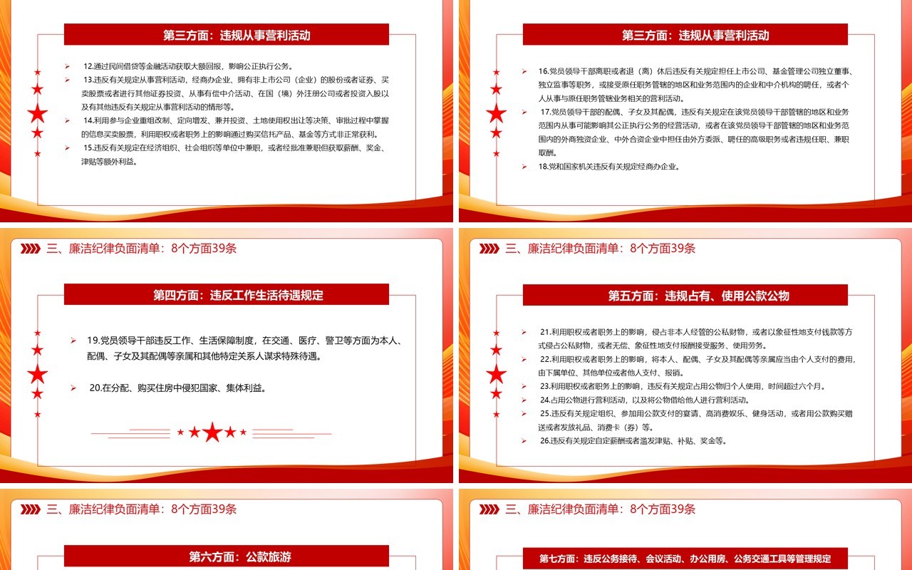 红色简约风中国共产党纪律处分条例PPT模板(1)
