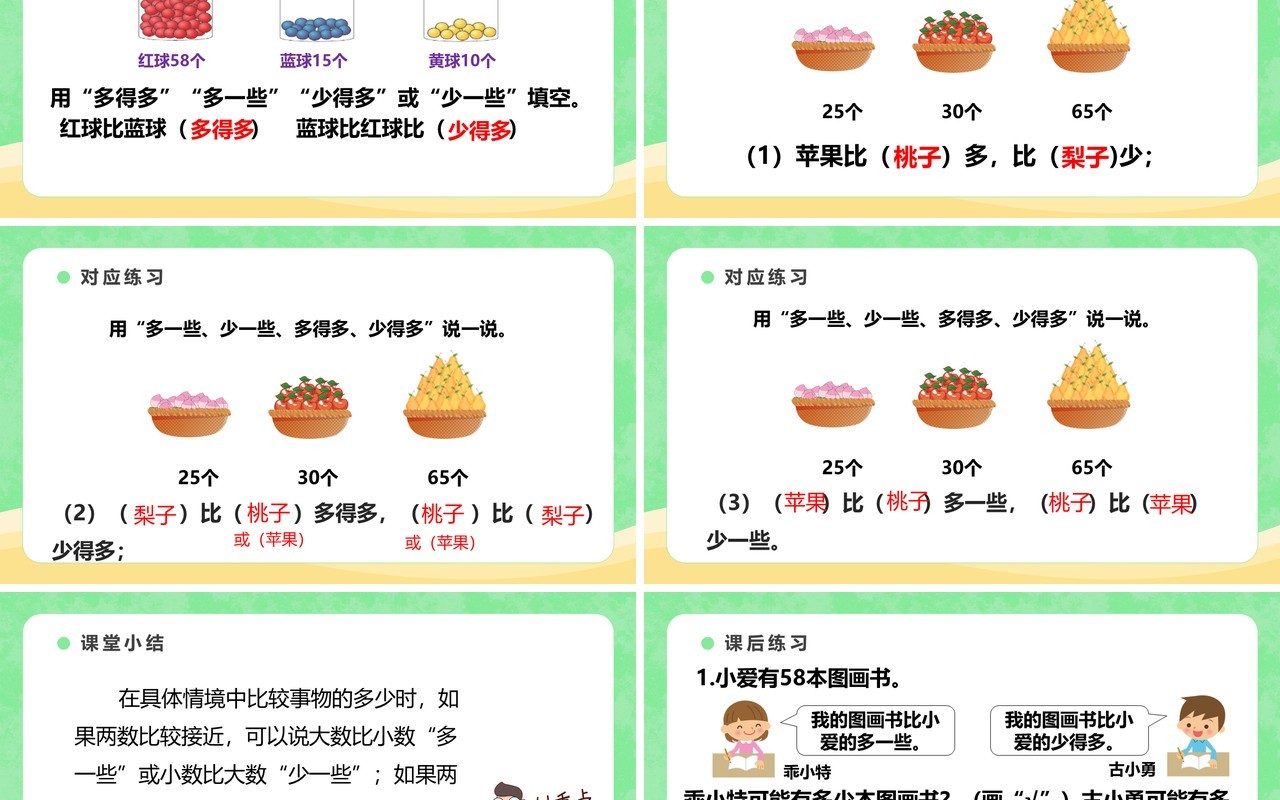部编版一年级数学下册比多少课件PPT模板