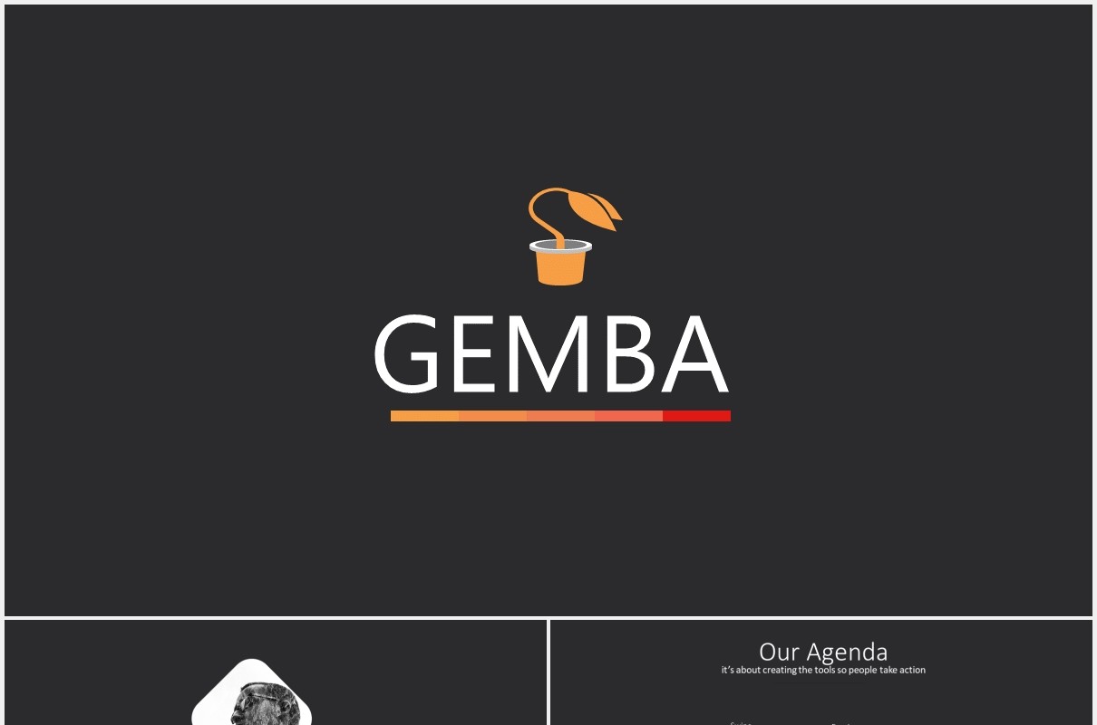 黑橙双色超实用信息图表数据可视化PPT模板素材GEMBA