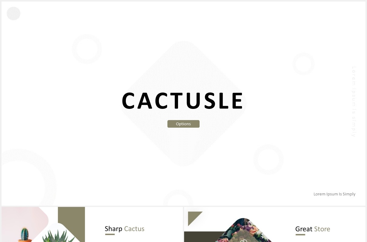 简洁简约绿植照片展示PPT模板castusle powerpoint template
