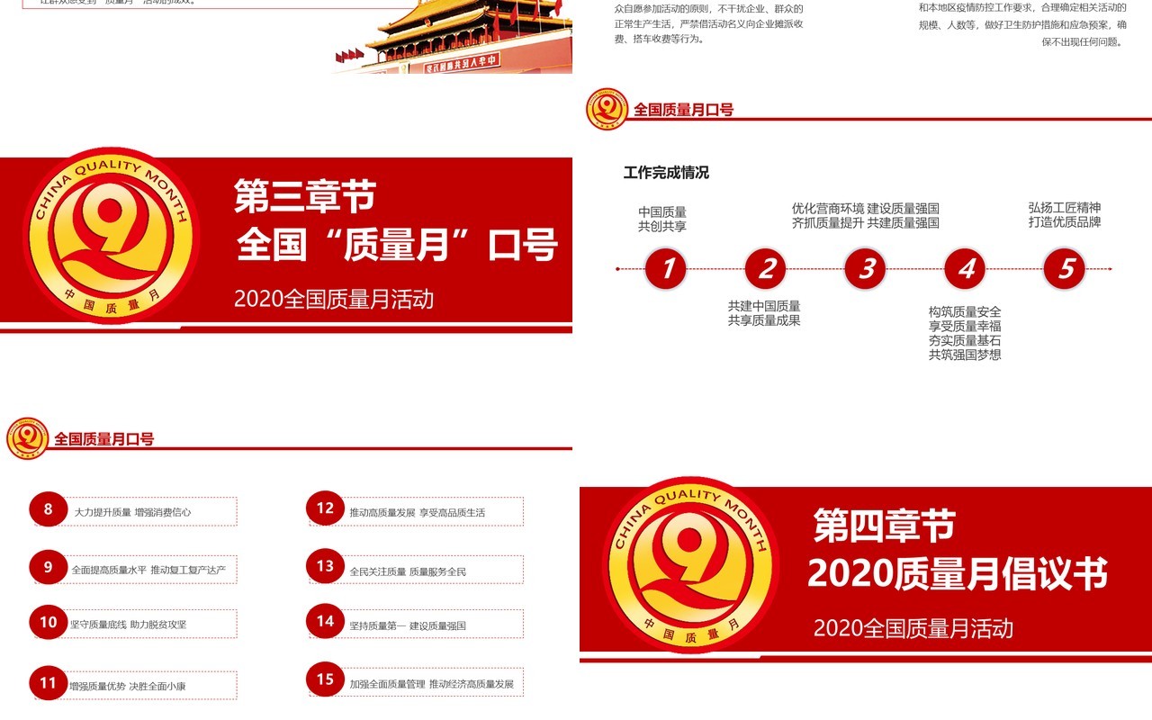 简约红色全国质量月安全活动党政党建PPT模板