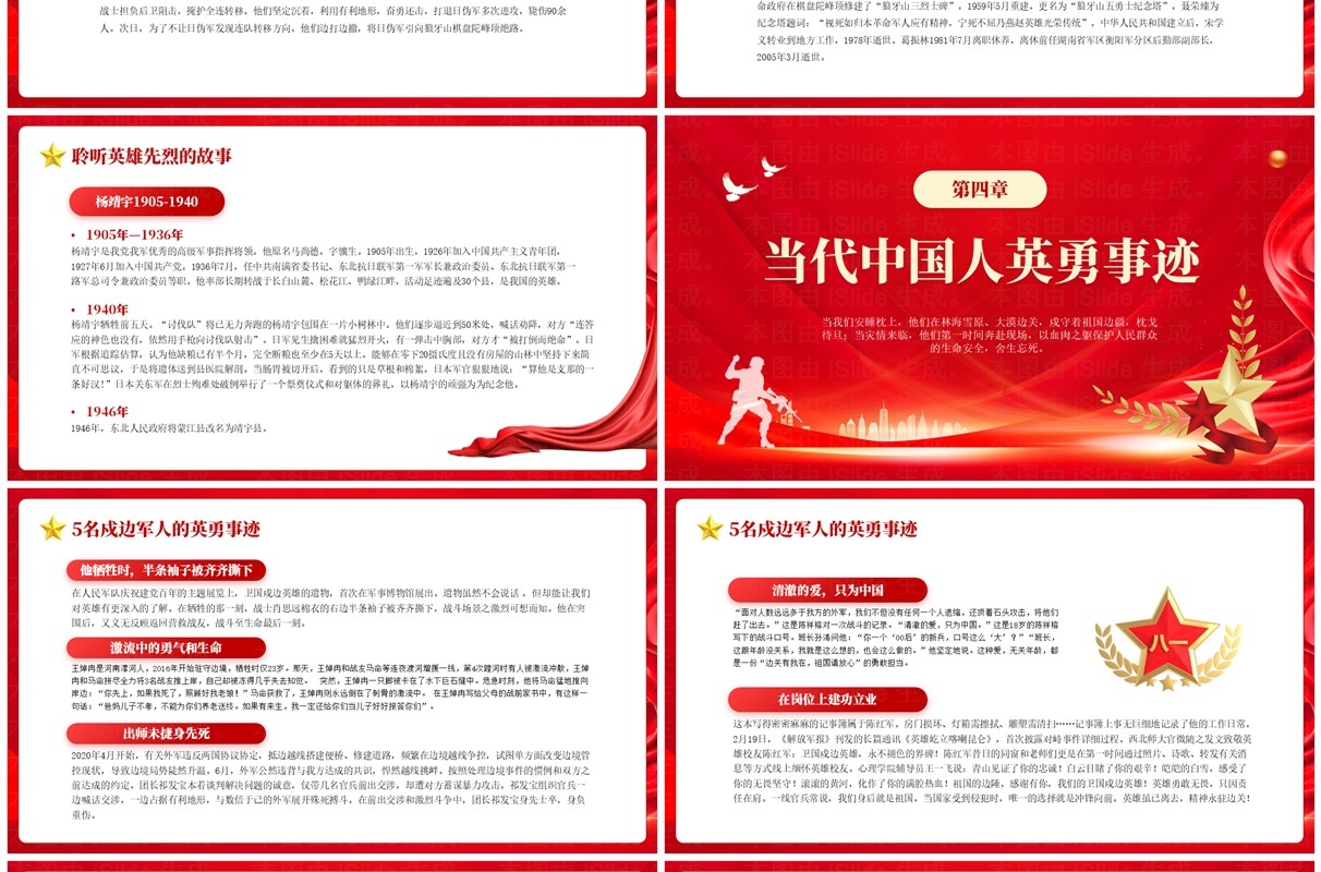 红色党政风致敬中国军人党课学习PPT模板