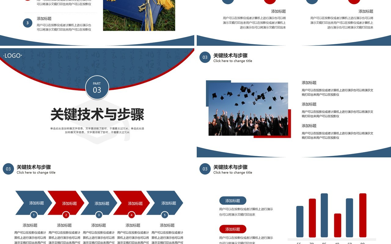 蓝色简约风汉语专业毕业答辩PPT模板