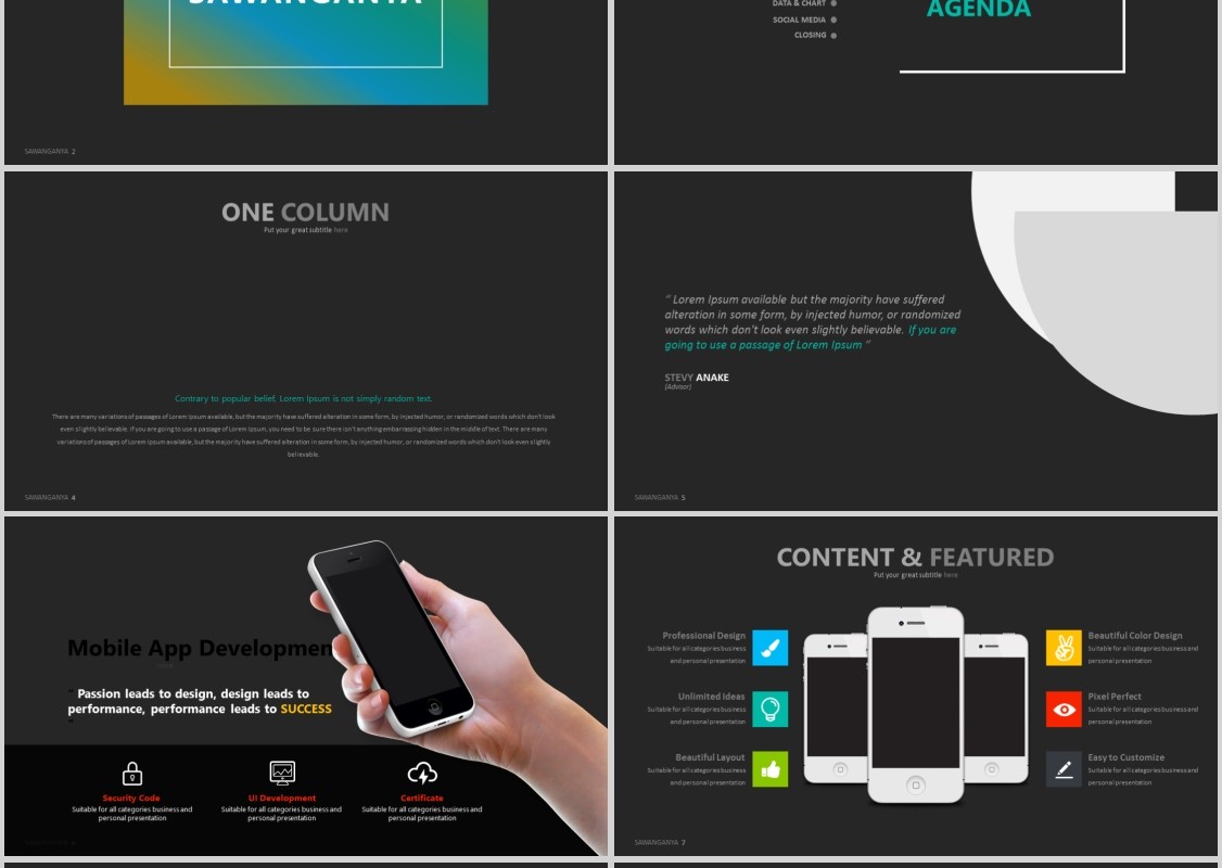 时尚版式设计PPT信息图表模板Sawang - Powerpoint Template