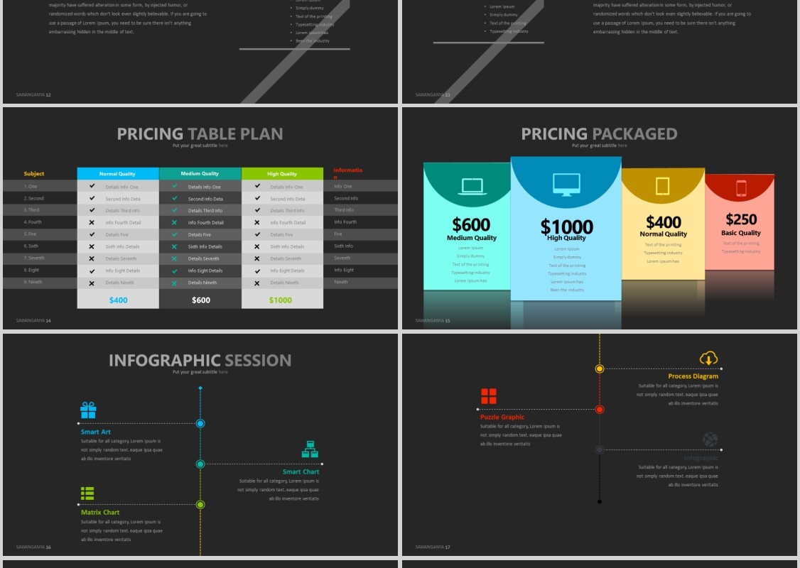 时尚版式设计PPT信息图表模板Sawang - Powerpoint Template