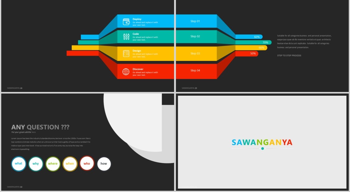 时尚版式设计PPT信息图表模板Sawang - Powerpoint Template