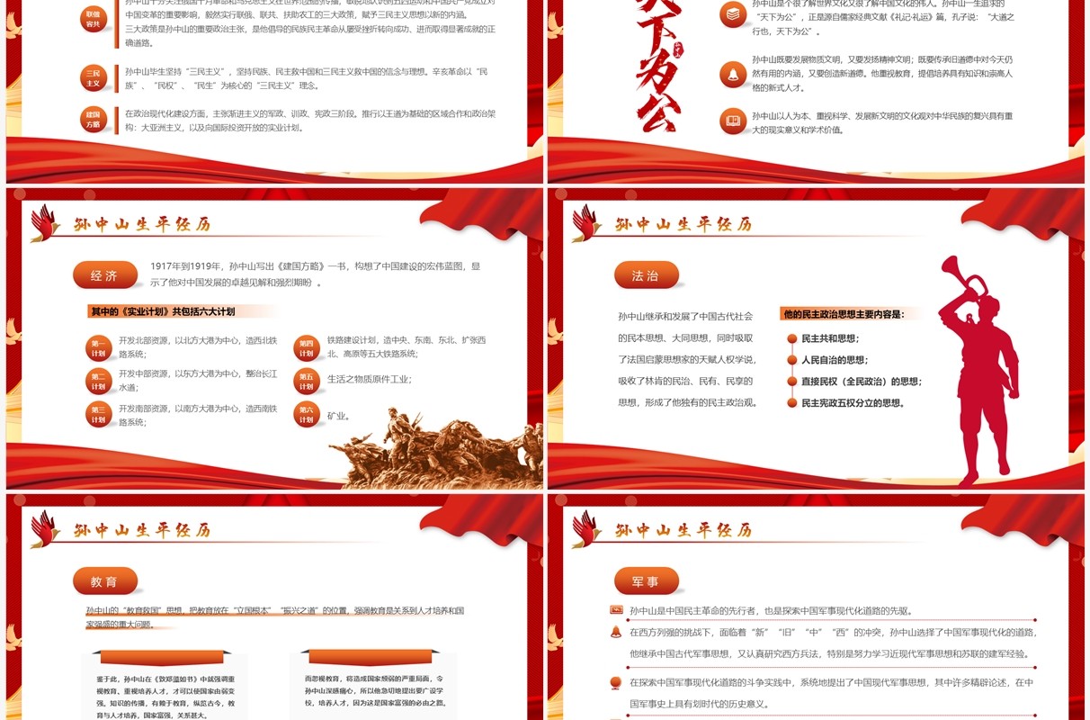 红色简约孙中山与辛亥革命主题班会PPT模板
