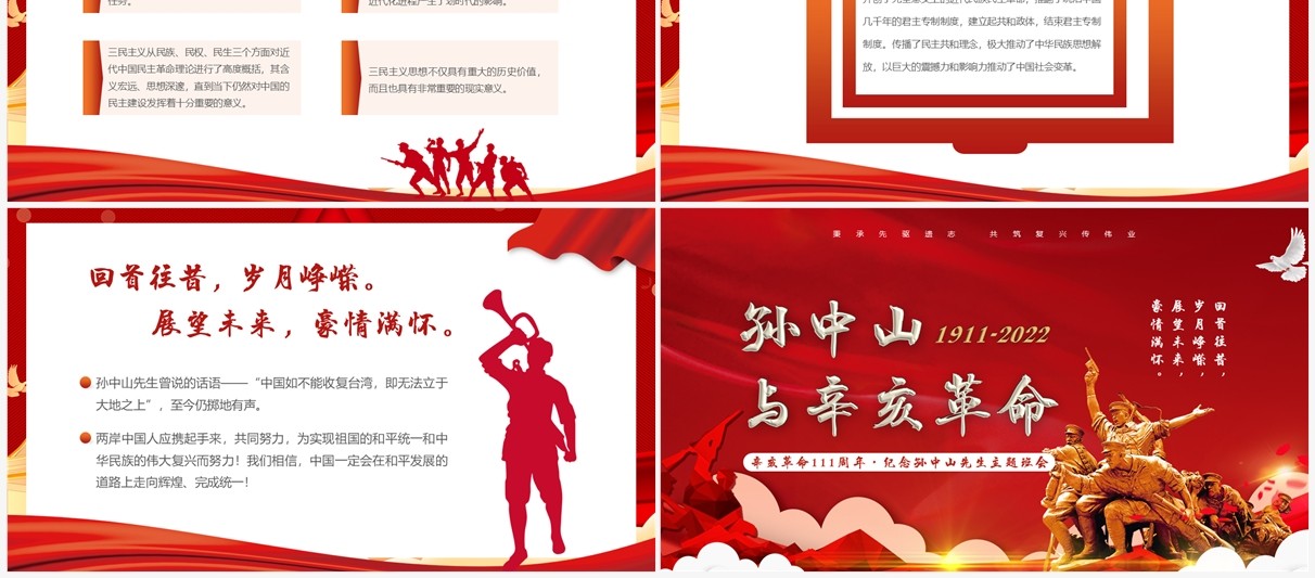 红色简约孙中山与辛亥革命主题班会PPT模板