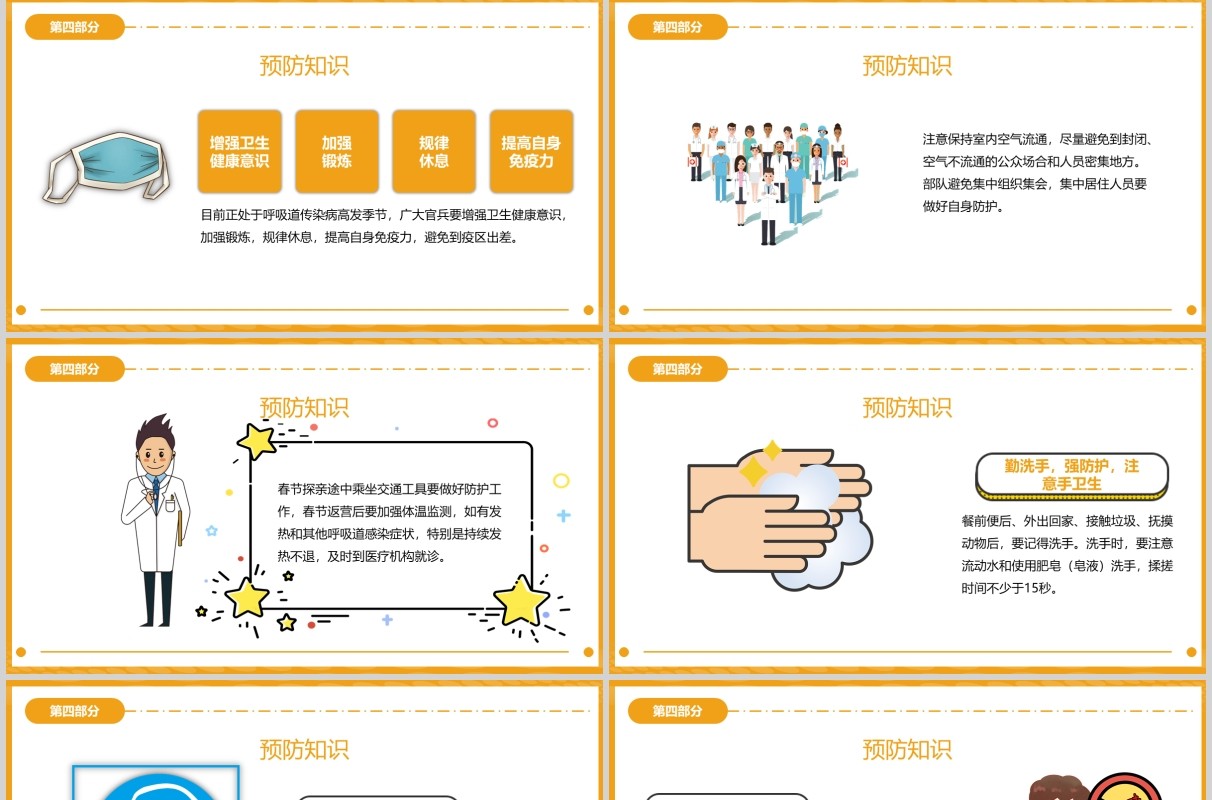 黄色新型冠状病毒肺炎预防知识开学第一课宣传PPT模板