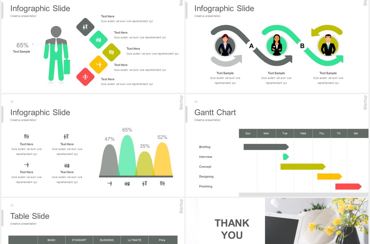 项目启动报告总结PPT数据图表素材模板startup powerpoint template