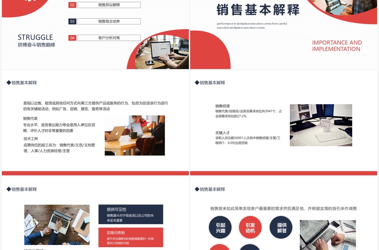 奋斗拼搏销售基本知识培训动态PPT模板
