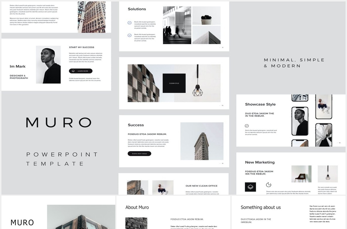 简洁图片排版设计PPT模板MURO - Powerpoint Minimal Template