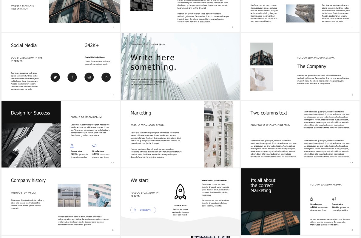 简洁图片排版设计PPT模板MURO - Powerpoint Minimal Template