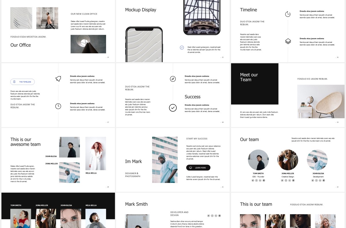 简洁图片排版设计PPT模板MURO - Powerpoint Minimal Template