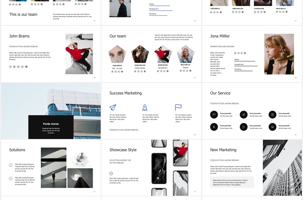 简洁图片排版设计PPT模板MURO - Powerpoint Minimal Template