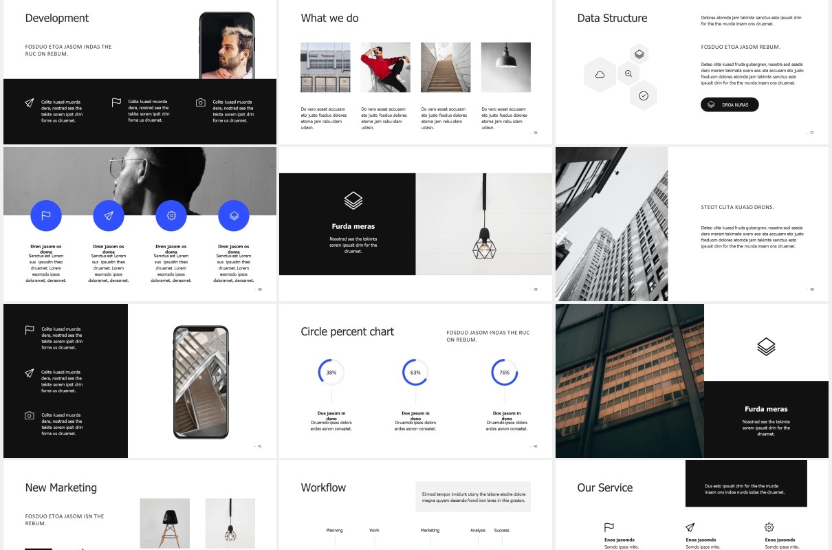 简洁图片排版设计PPT模板MURO - Powerpoint Minimal Template