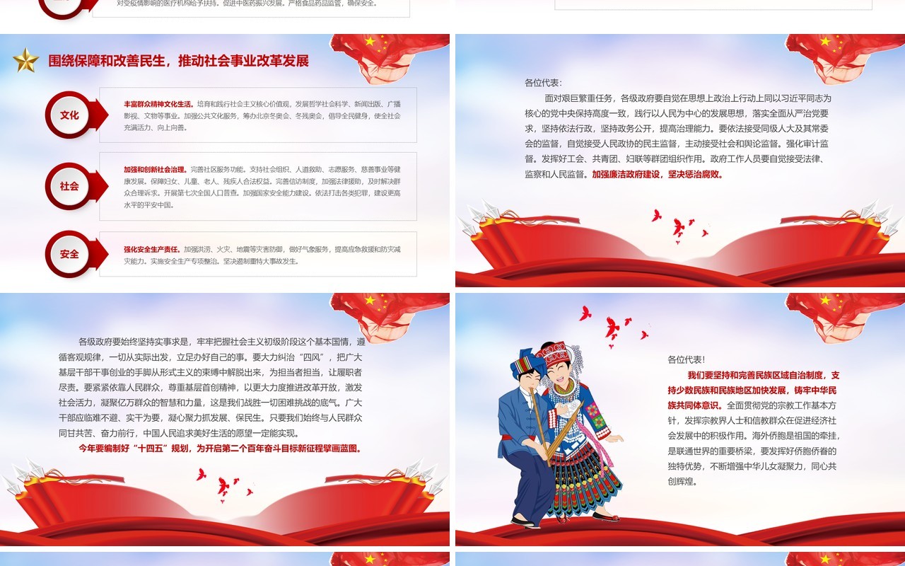 政府工作报告聚焦全国两会专题党课学习PPT模板