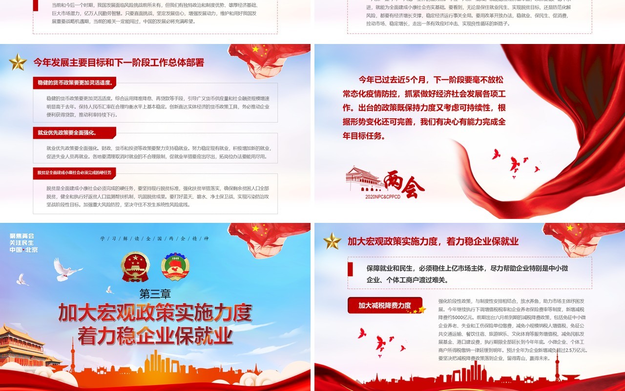 政府工作报告聚焦全国两会专题党课学习PPT模板