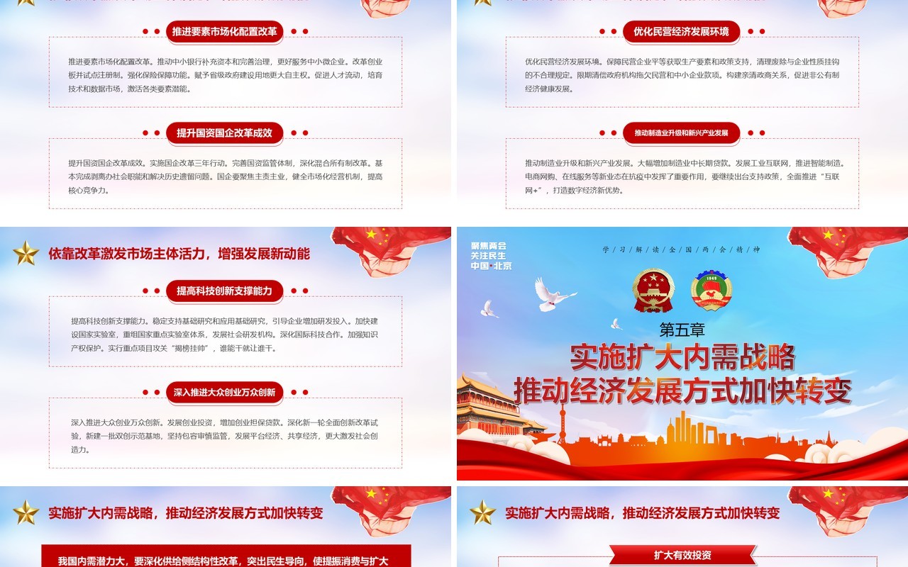 政府工作报告聚焦全国两会专题党课学习PPT模板