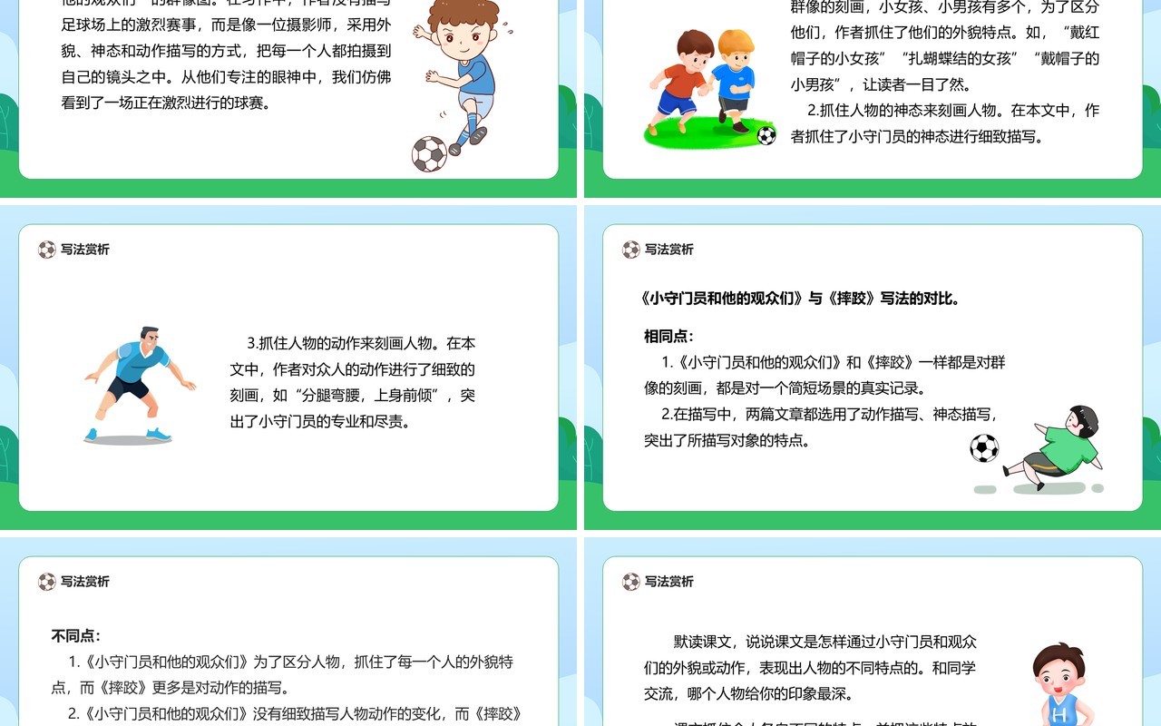 部编版五年级语文下册小守门员和他的观众们课件PPT模板