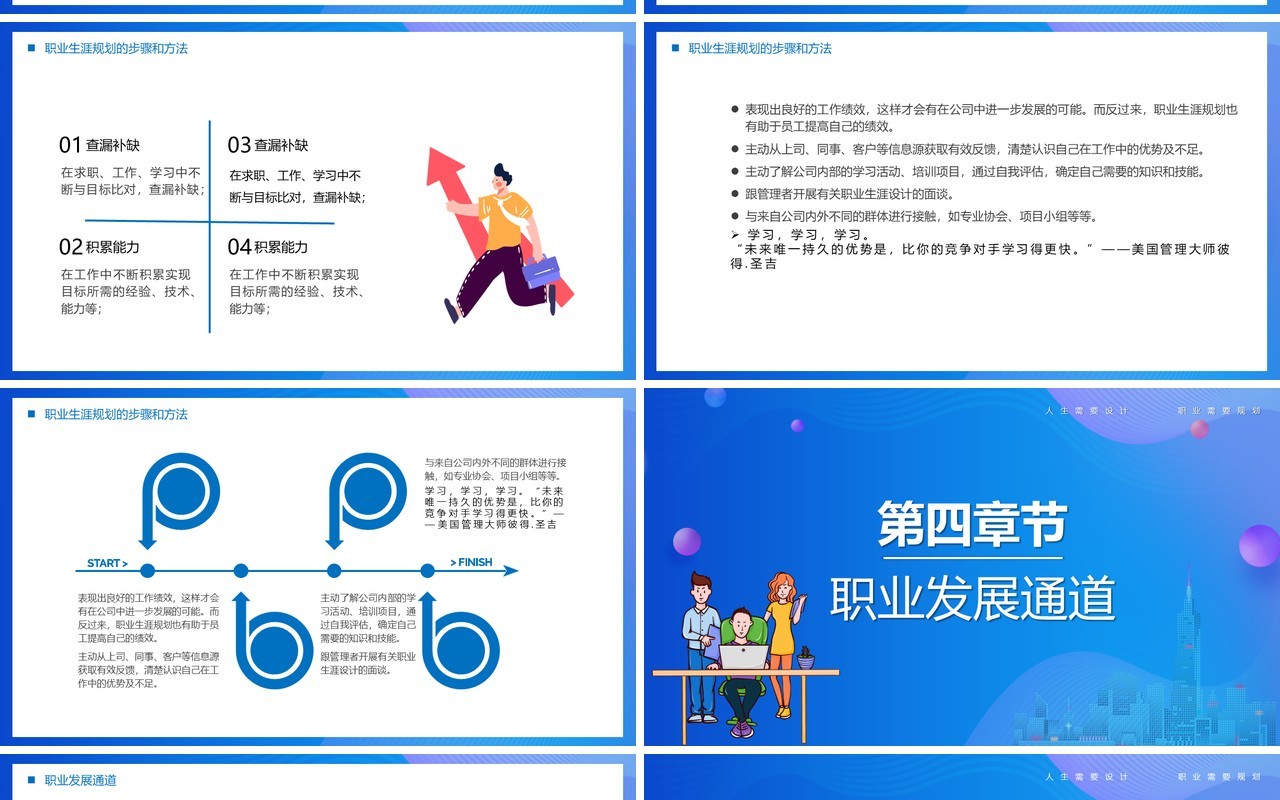 蓝色卡通风员工职业生涯规划PPT模板