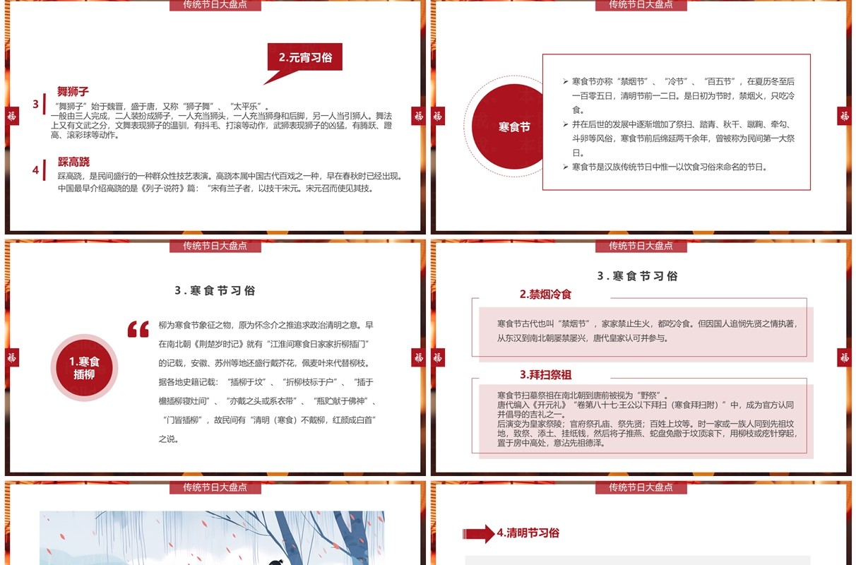 红色简约风传统节日知多少PPT模板