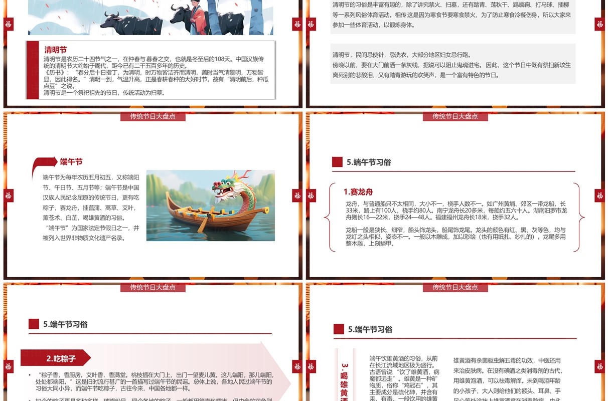 红色简约风传统节日知多少PPT模板