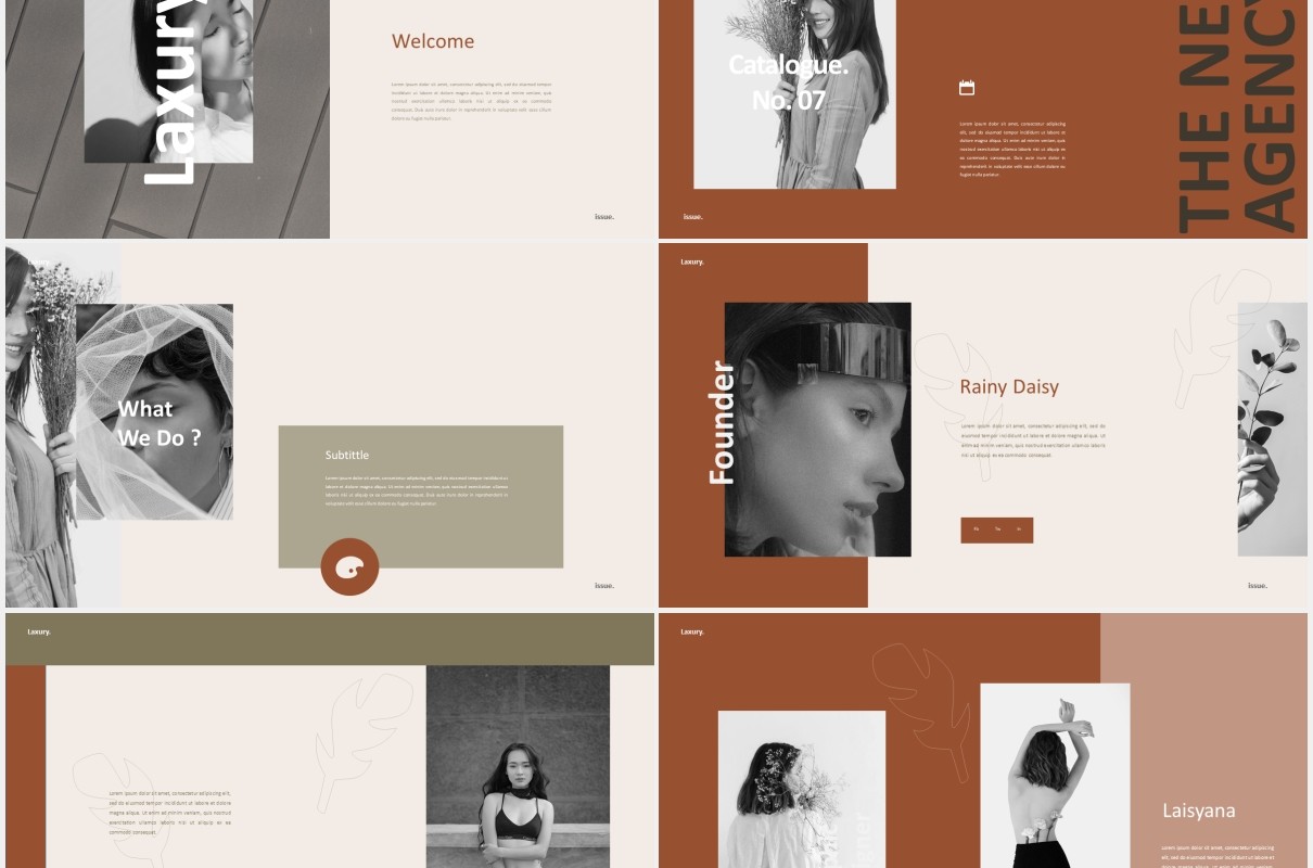 时尚创意图片排版PPT模板laxury lookbook fashion powerpoint creative