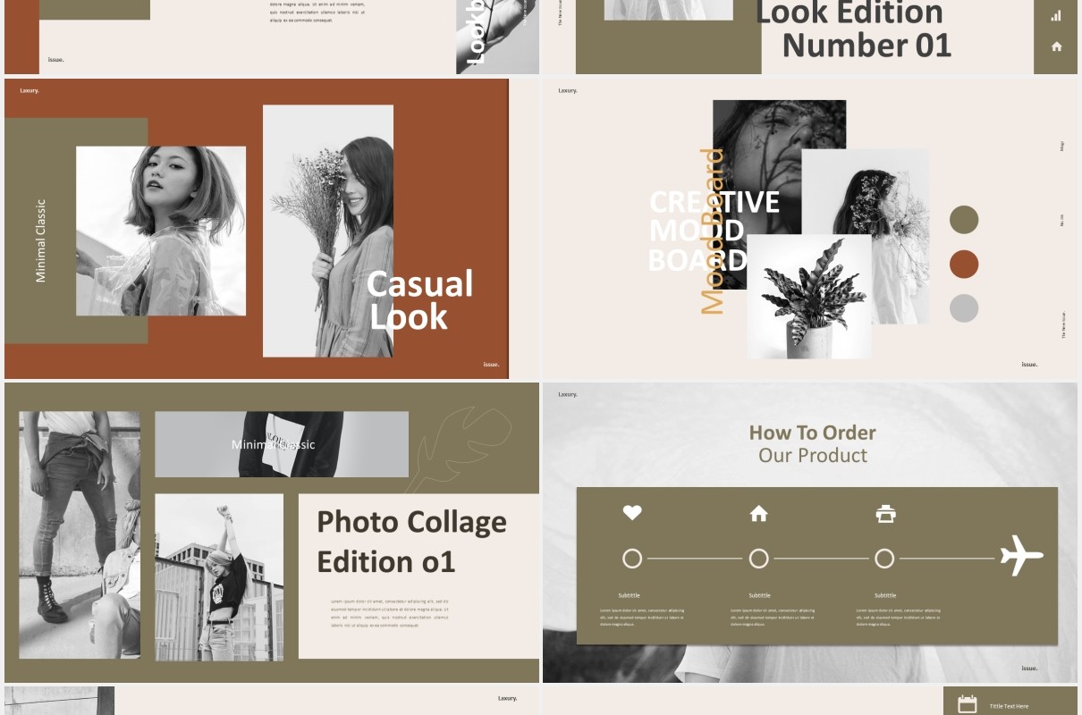时尚创意图片排版PPT模板laxury lookbook fashion powerpoint creative