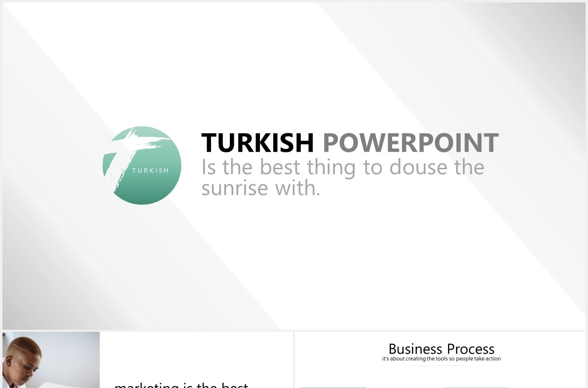 简约商务工作汇报箭头流程图信息图表PPT模板turkish powerpoint