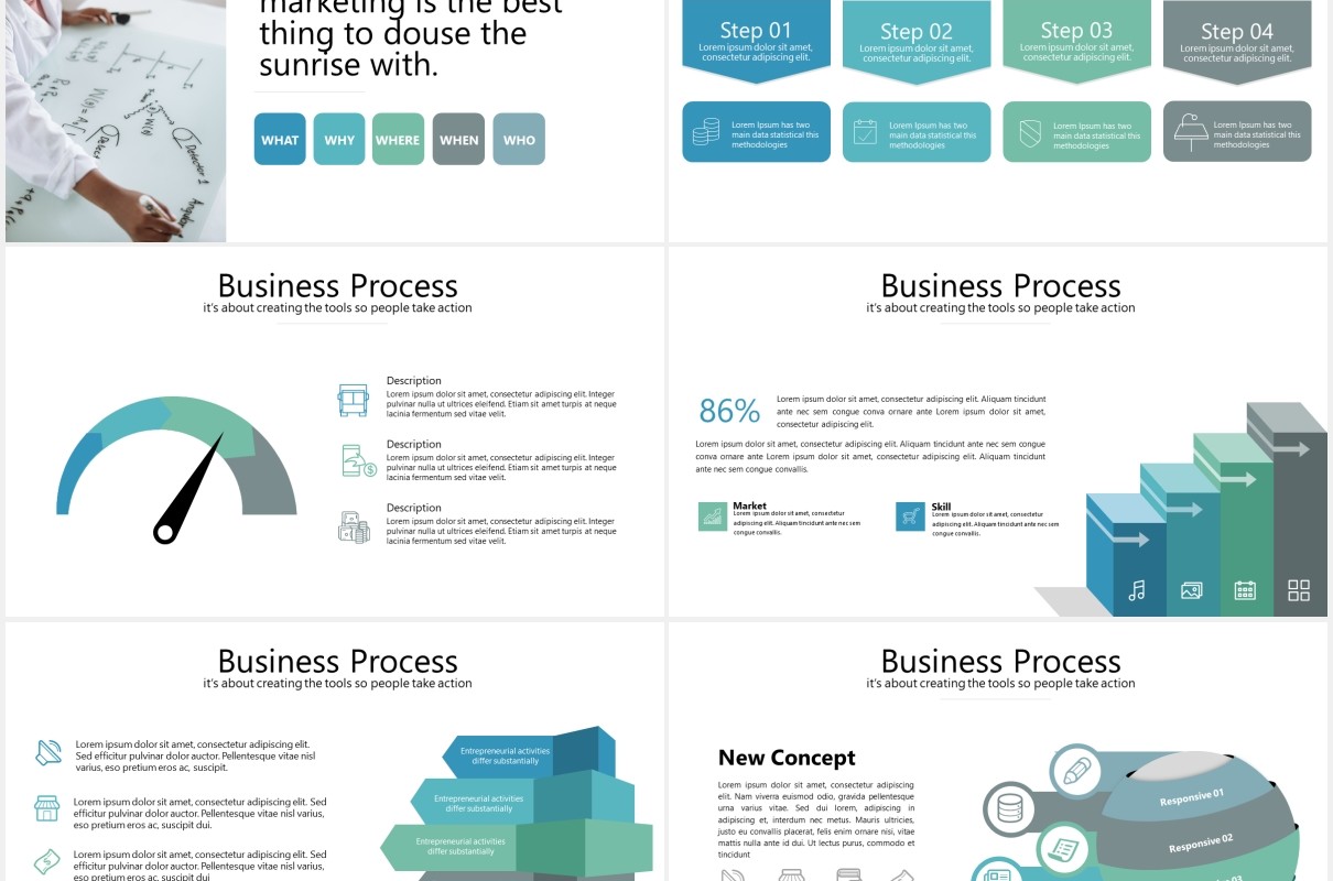 简约商务工作汇报箭头流程图信息图表PPT模板turkish powerpoint