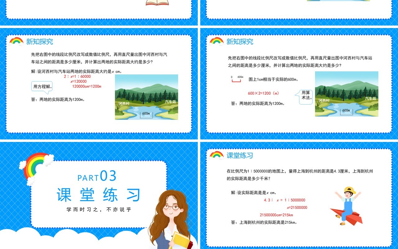 部编版六年级数学下册比例尺的应用课件PPT模板