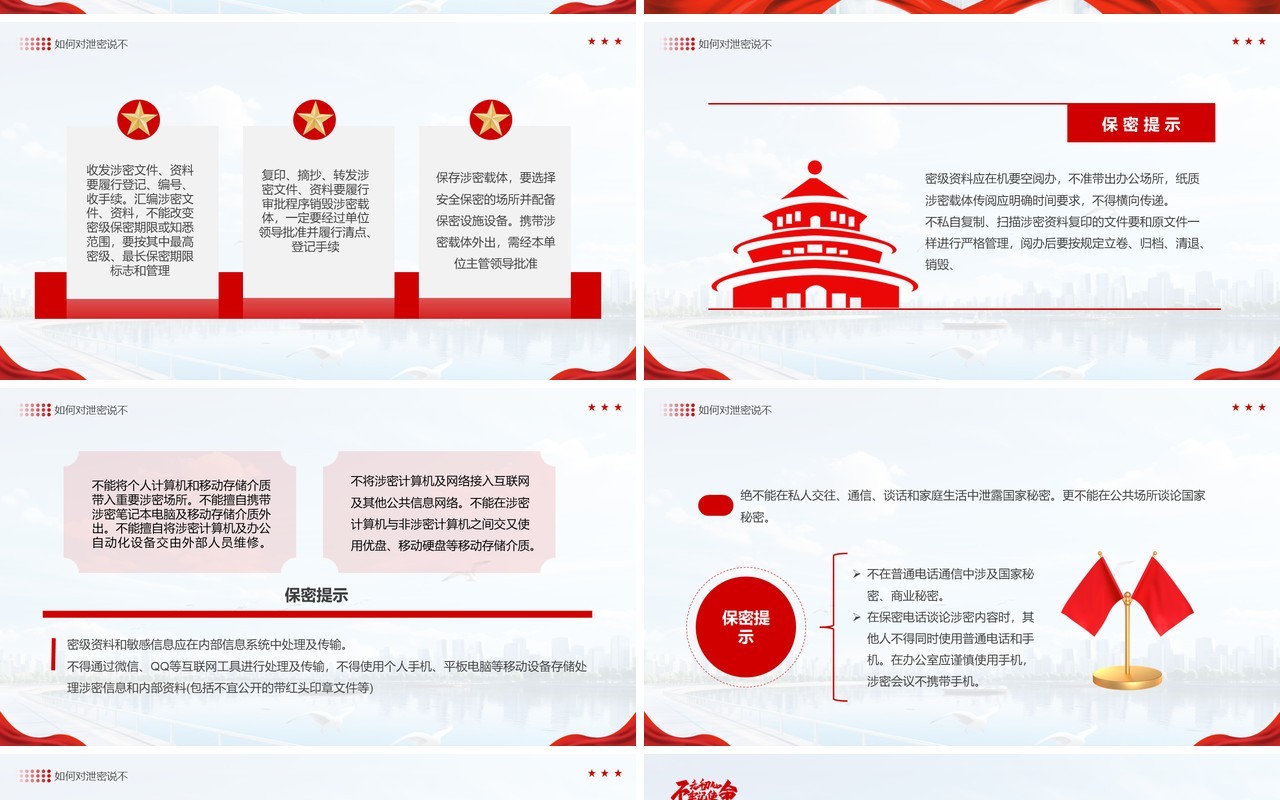 红色简约保守国家秘密法解读学习PPT模板