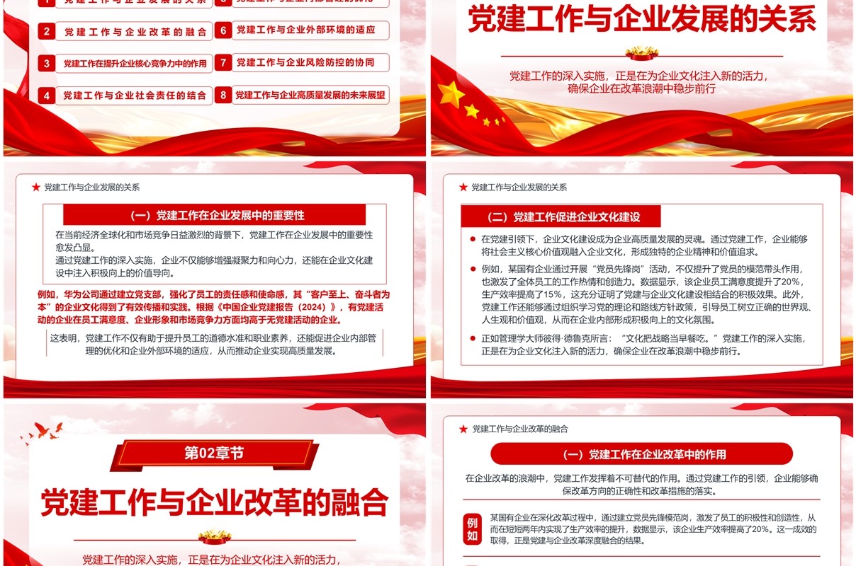 红色在改革浪潮中推动企业高质量发展PPT模板