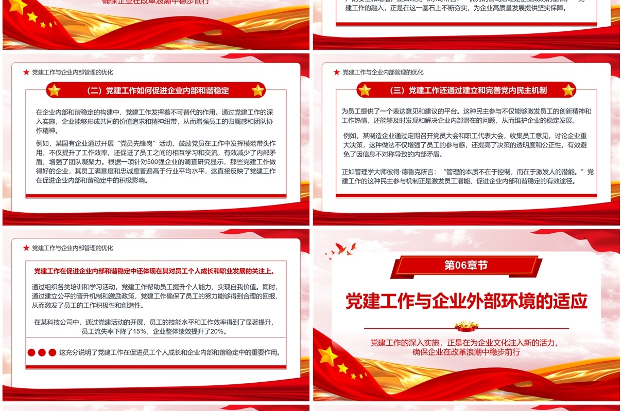 红色在改革浪潮中推动企业高质量发展PPT模板