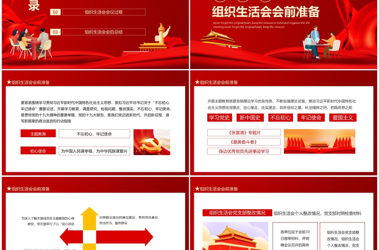 不忘初心牢记使命组织生活会动态PPT模板