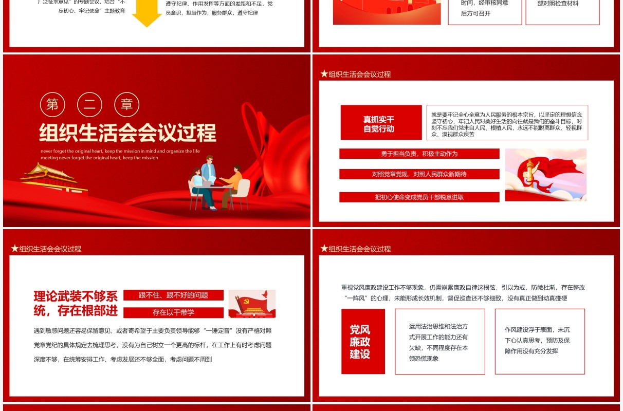 不忘初心牢记使命组织生活会动态PPT模板