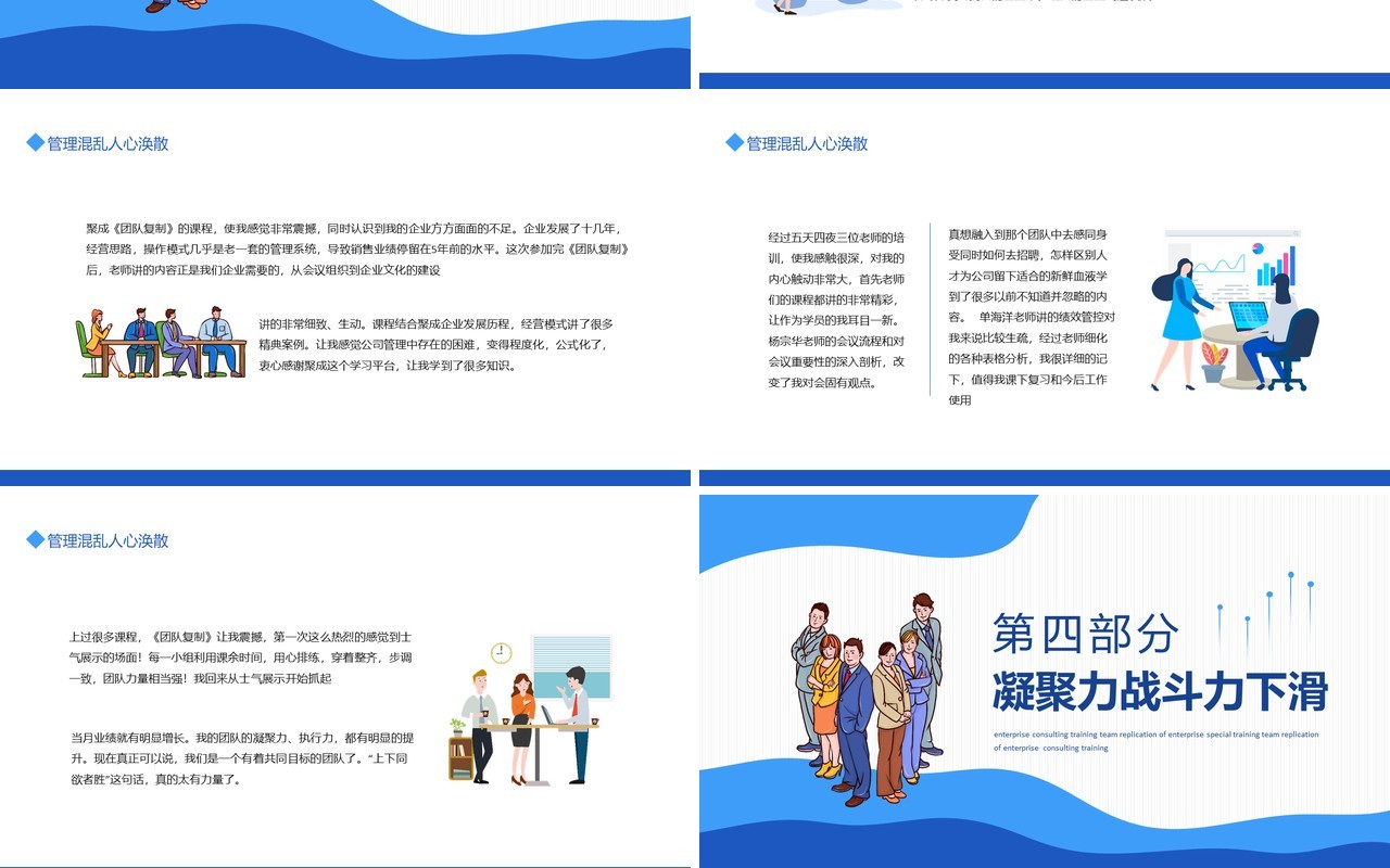 蓝色简约企业咨询培训企业特训之团队复制动态PPT模板