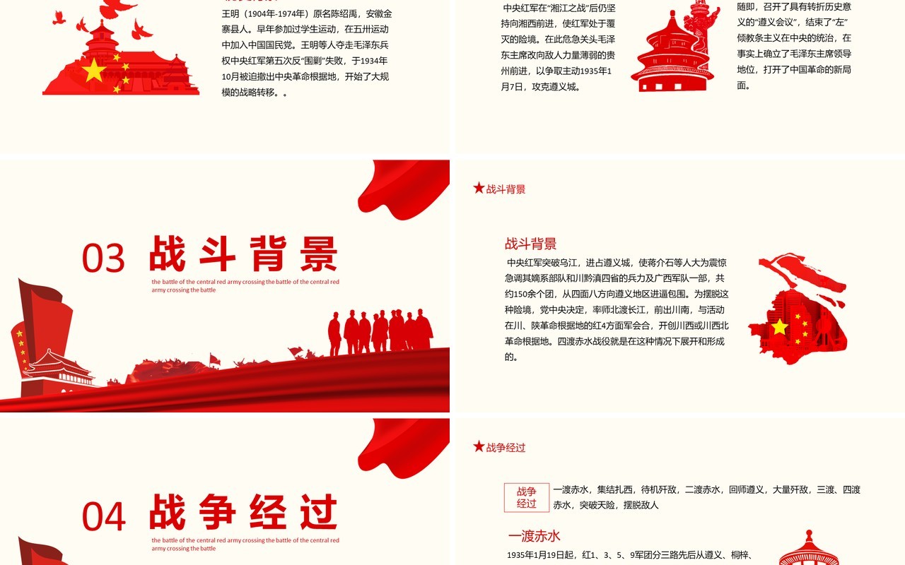 红色中央红军四渡赤水战役中国革命新局面动态PPT模板