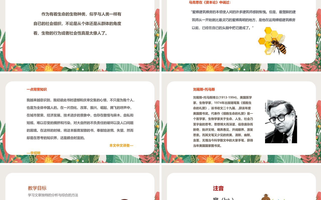 部编版高中语文必修五作为生物的社会课件PPT模板