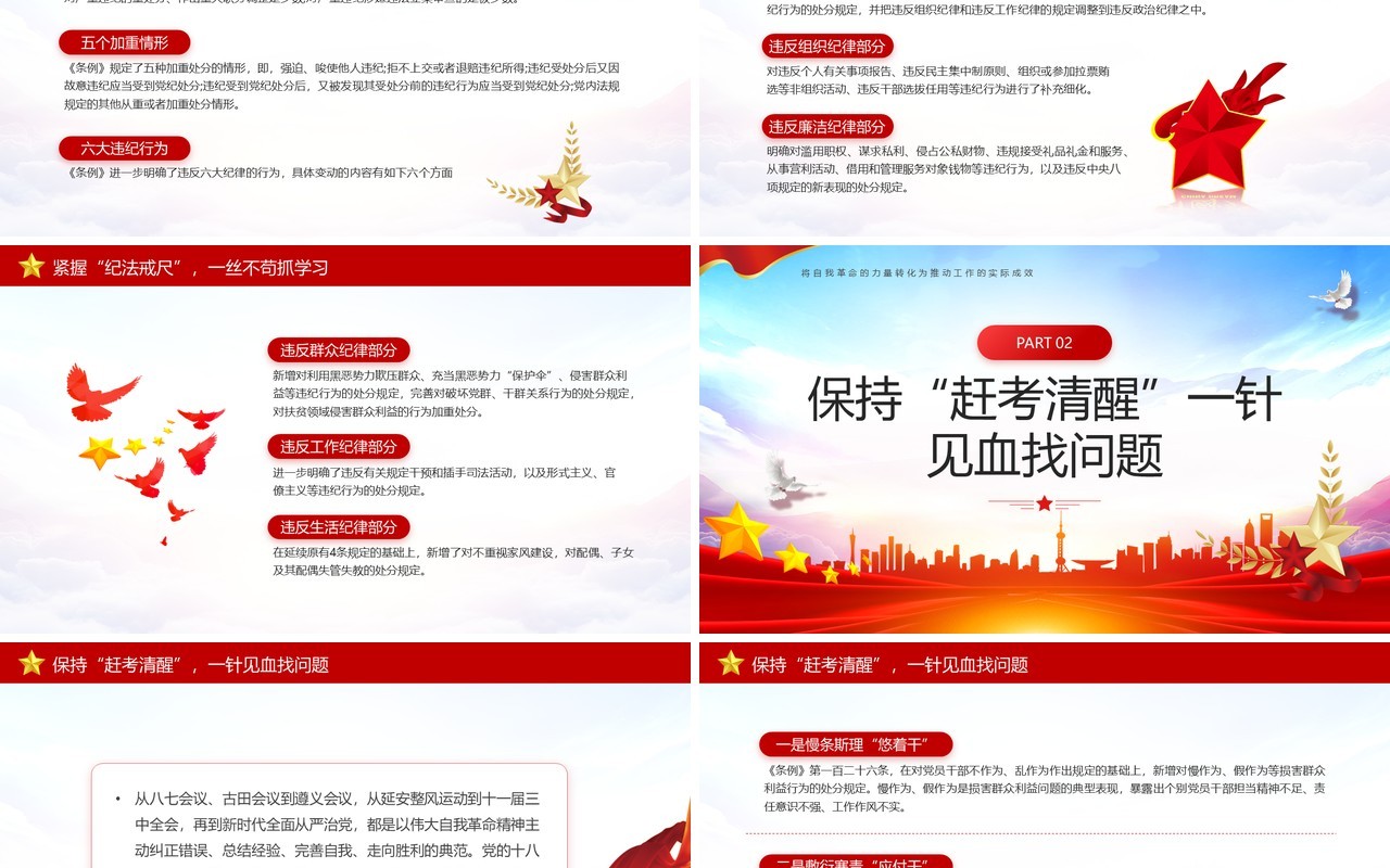 红色党政风深入学习纪律处分条例PPT模板