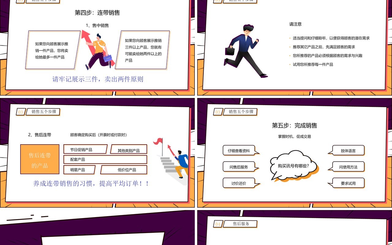 紫色漫画风销售技巧培训PPT模板