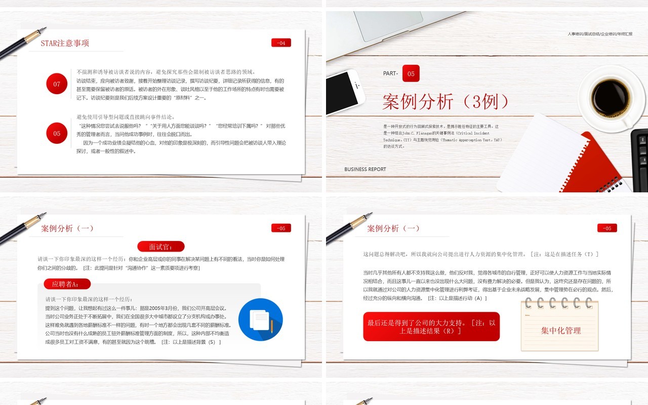 红色简约风企业STAR原则培训知识PPT模板