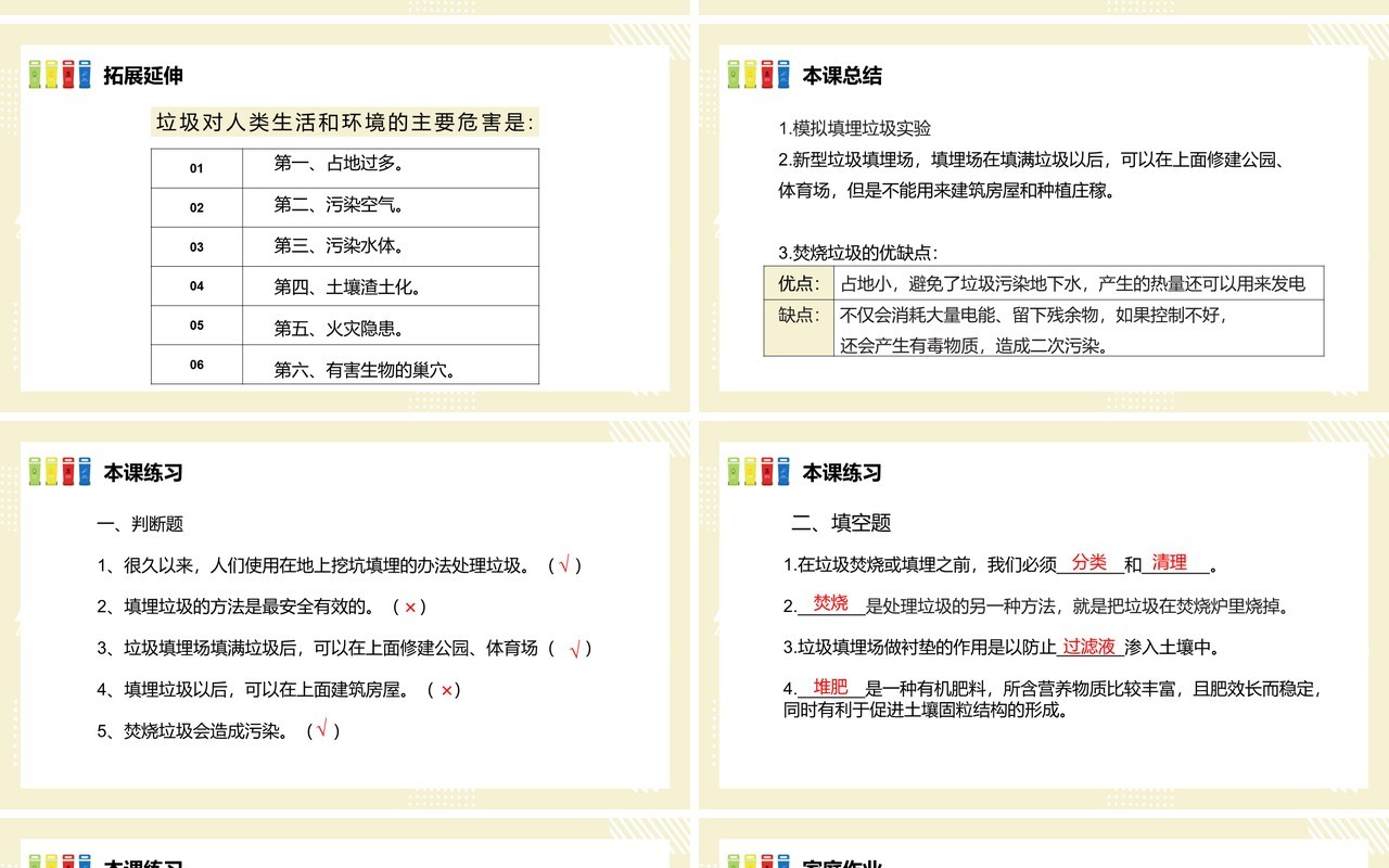 教科版六年级科学下册垃圾的处理课件PPT模板