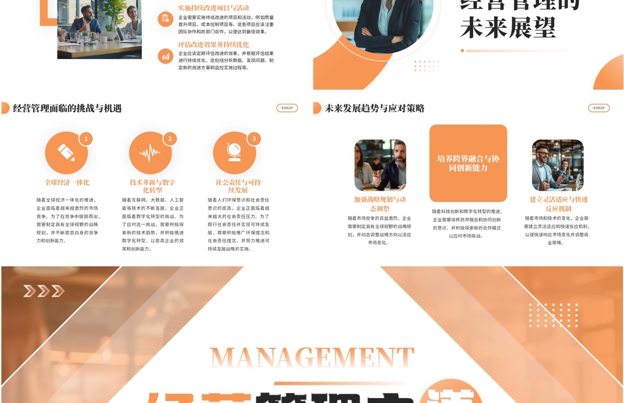 橙色商务风经营管理之道PPT模板