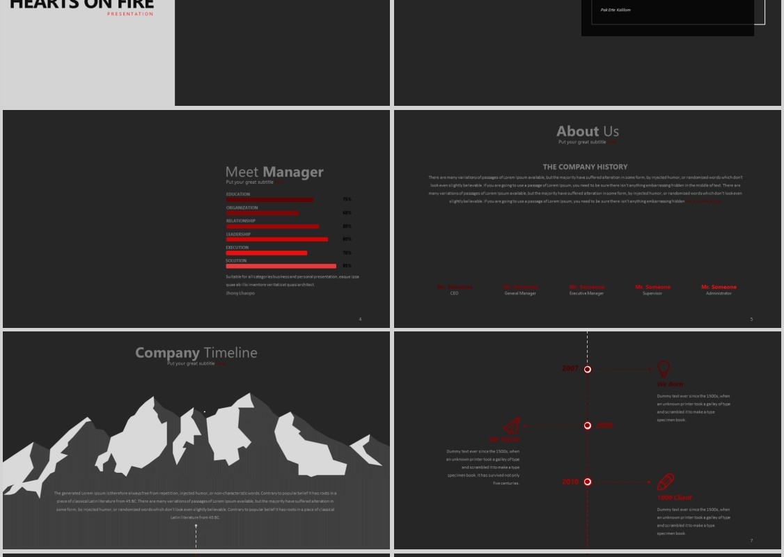 向上阶梯工作汇报PPT信息图表模板HEART ON FIRE Powerpoint